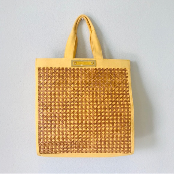 Tory Burch Handbags - Tory Burch wicker yellow tote bag